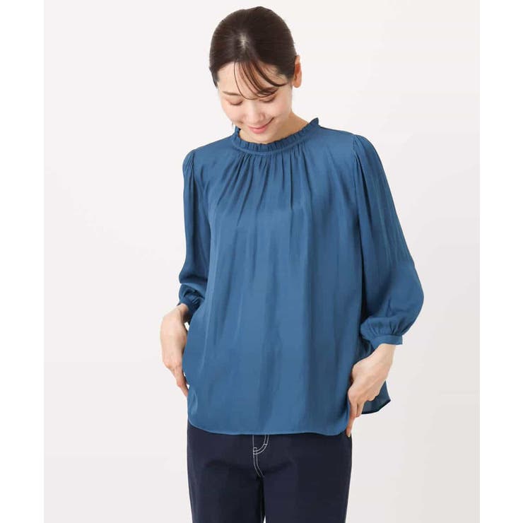 フリルギャザーネックサテンブラウス/接触冷感/洗える | MK MICHEL KLEIN | 詳細画像17 