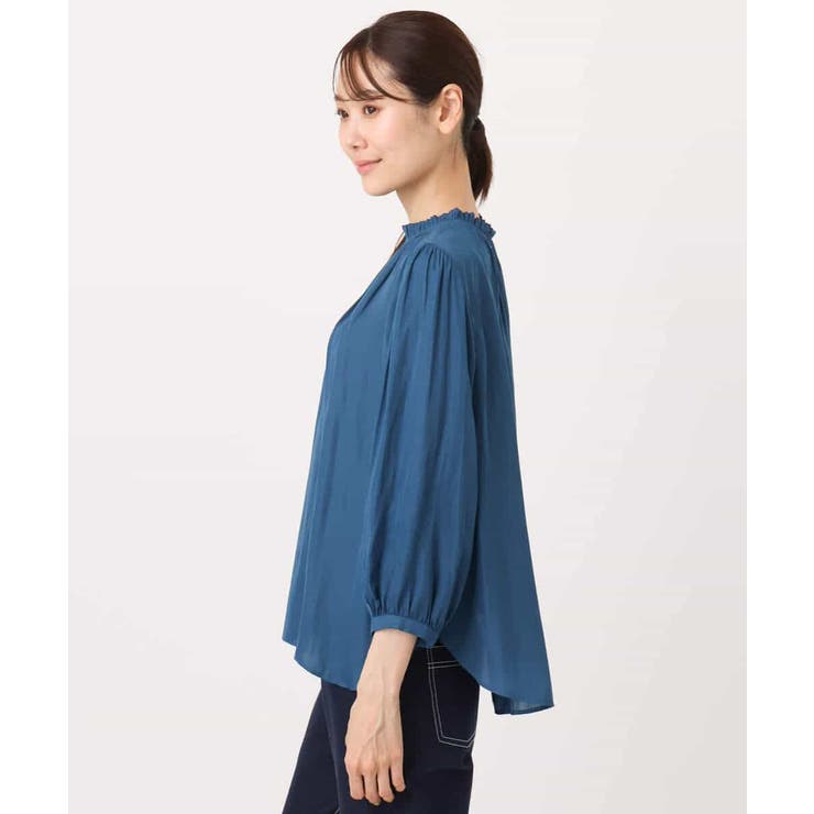 フリルギャザーネックサテンブラウス/接触冷感/洗える | MK MICHEL KLEIN | 詳細画像18 