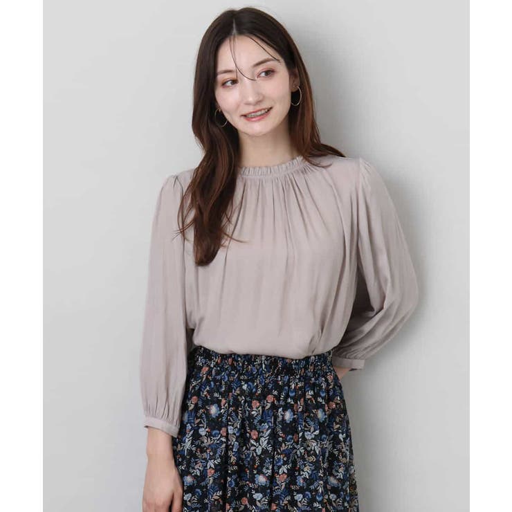 フリルギャザーネックサテンブラウス/接触冷感/洗える | MK MICHEL KLEIN | 詳細画像2 