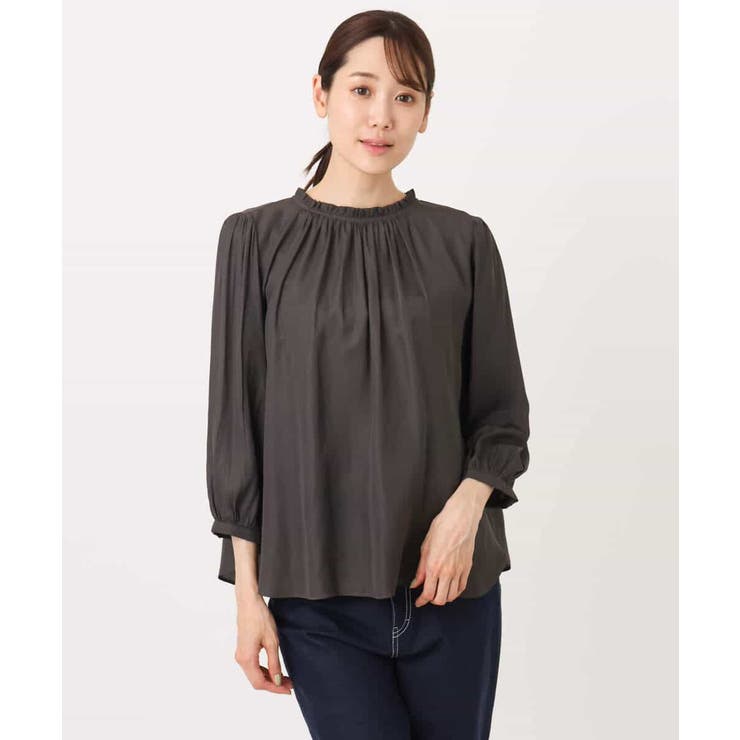フリルギャザーネックサテンブラウス/接触冷感/洗える | MK MICHEL KLEIN | 詳細画像25 