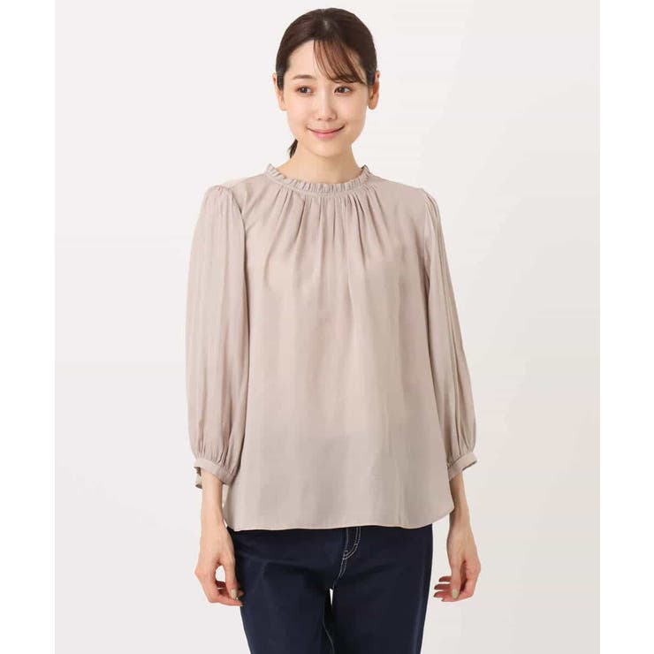 フリルギャザーネックサテンブラウス/接触冷感/洗える | MK MICHEL KLEIN | 詳細画像26 