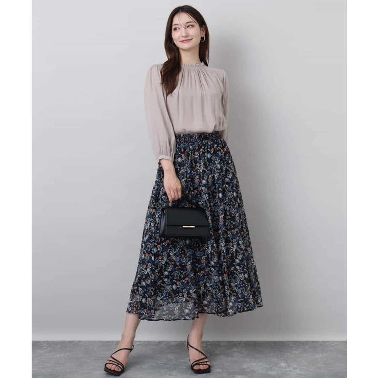 フリルギャザーネックサテンブラウス/接触冷感/洗える | MK MICHEL KLEIN | 詳細画像4 