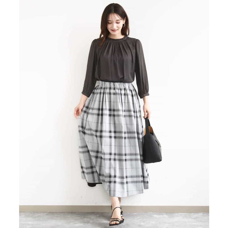 フリルギャザーネックサテンブラウス/接触冷感/洗える | MK MICHEL KLEIN | 詳細画像7 