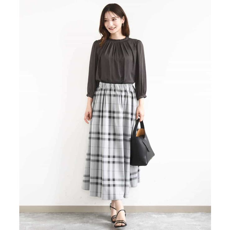 フリルギャザーネックサテンブラウス/接触冷感/洗える | MK MICHEL KLEIN | 詳細画像8 