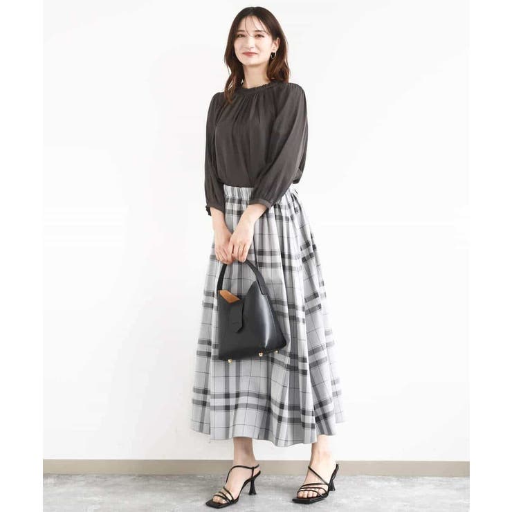 フリルギャザーネックサテンブラウス/接触冷感/洗える | MK MICHEL KLEIN | 詳細画像9 