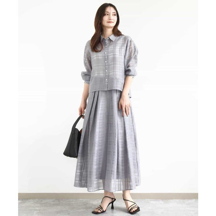 シアードビーチェックシャツブラウス/洗える | MK MICHEL KLEIN | 詳細画像10 