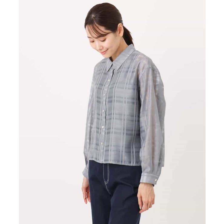 シアードビーチェックシャツブラウス/洗える | MK MICHEL KLEIN | 詳細画像11 