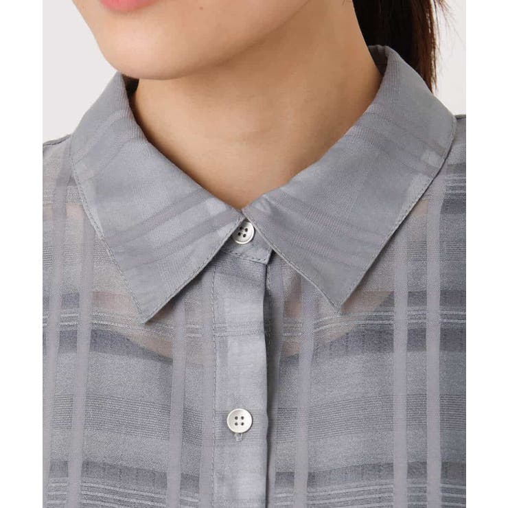 シアードビーチェックシャツブラウス/洗える | MK MICHEL KLEIN | 詳細画像14 