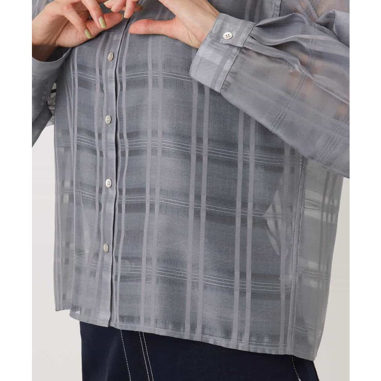 シアードビーチェックシャツブラウス/洗える | MK MICHEL KLEIN | 詳細画像17 