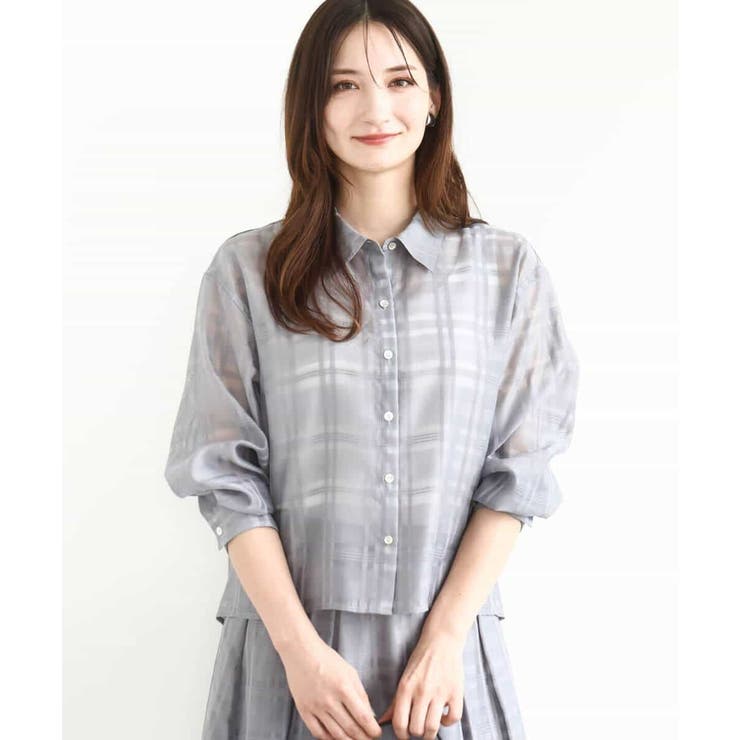 シアードビーチェックシャツブラウス/洗える | MK MICHEL KLEIN | 詳細画像8 