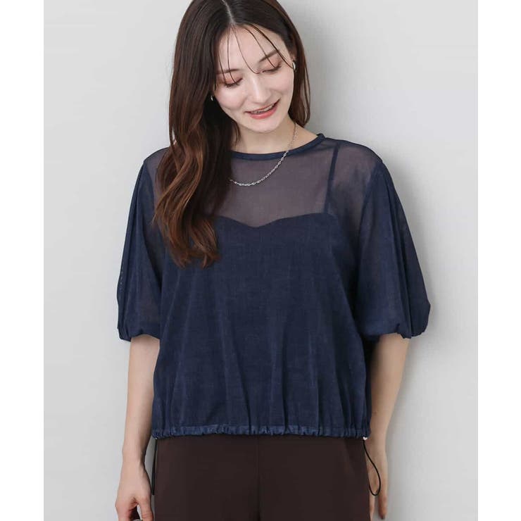 デニム調シアーブラウス/洗える | MK MICHEL KLEIN | 詳細画像1 