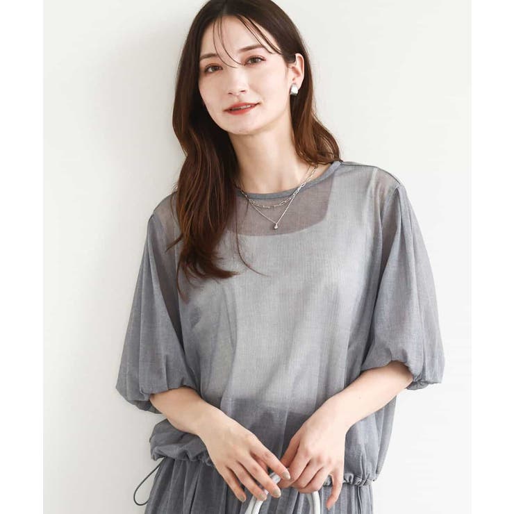 ライトグレー | デニム調シアーブラウス/洗える | MK MICHEL KLEIN