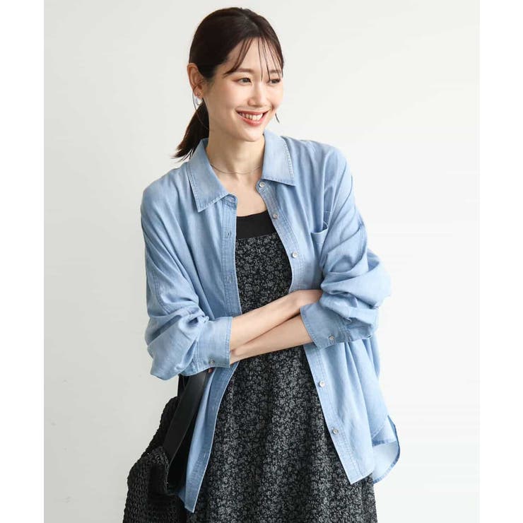ライトブルー | [洗える]2.5ozデニムシャツブラウス | MK MICHEL KLEIN