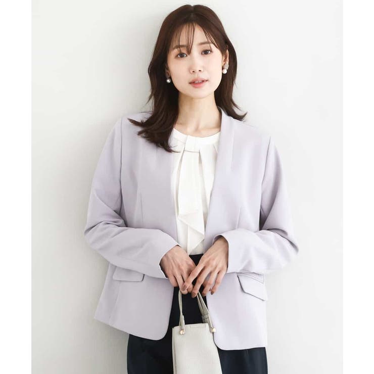 グレイッシュラベンダー | ダブルクロス カラーレスジャケット/セットアップ対応/洗える | MK MICHEL KLEIN