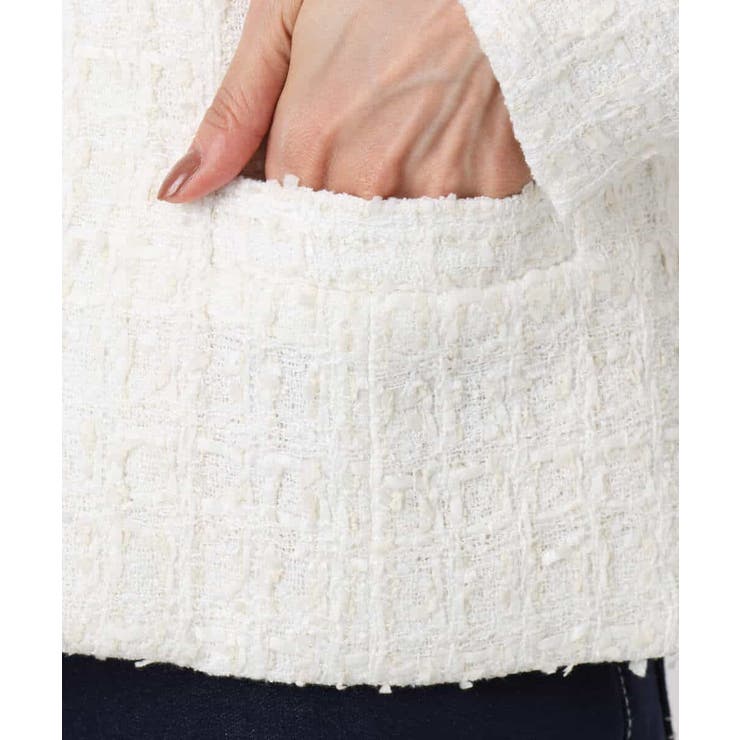 ノーカラーファンシーツイードジャケット/セットアップ対応/洗える | MK MICHEL KLEIN | 詳細画像12 