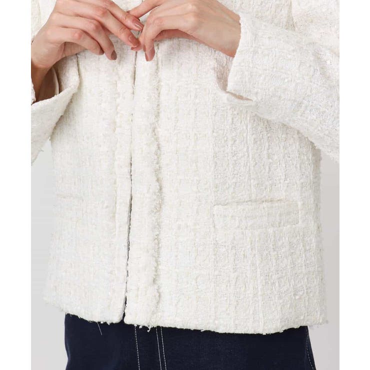 ノーカラーファンシーツイードジャケット/セットアップ対応/洗える | MK MICHEL KLEIN | 詳細画像13 