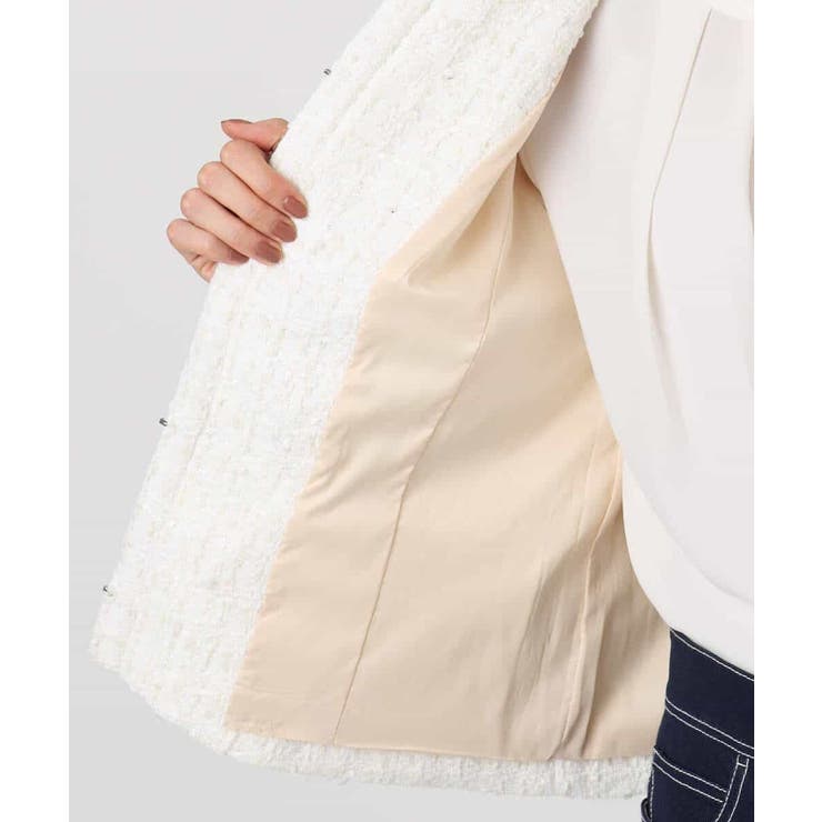 ノーカラーファンシーツイードジャケット/セットアップ対応/洗える | MK MICHEL KLEIN | 詳細画像16 