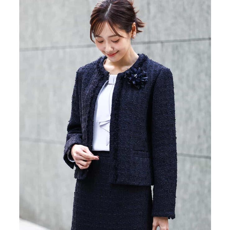 ノーカラーファンシーツイードジャケット/セットアップ対応/洗える | MK MICHEL KLEIN | 詳細画像19 