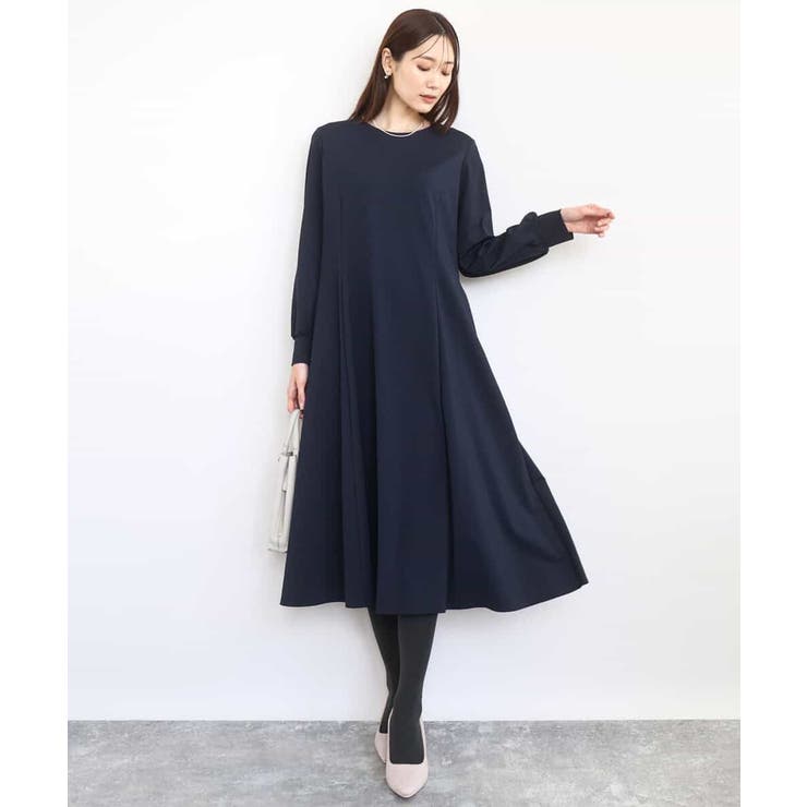 ネイビー | ツイルジャージーワンピース/洗える | MK MICHEL KLEIN