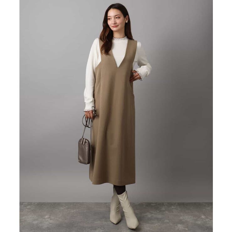 ウールライクVネックジャンパースカート/洗える | MK MICHEL KLEIN | 詳細画像1 