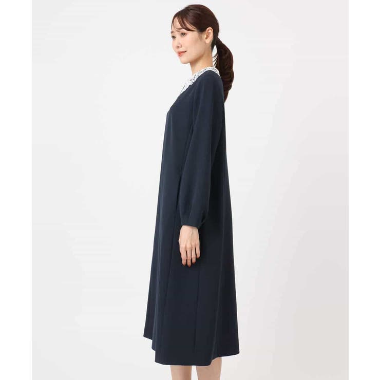 レース衿付きサックワンピース/防シワ/洗える | MK MICHEL KLEIN | 詳細画像14 