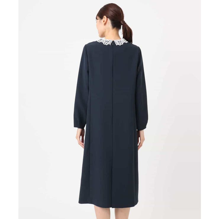 レース衿付きサックワンピース/防シワ/洗える | MK MICHEL KLEIN | 詳細画像15 