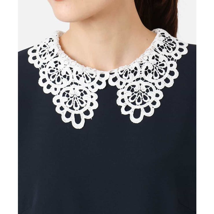 レース衿付きサックワンピース/防シワ/洗える | MK MICHEL KLEIN | 詳細画像16 