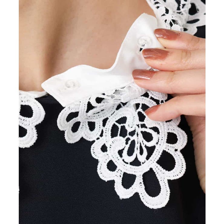 レース衿付きサックワンピース/防シワ/洗える | MK MICHEL KLEIN | 詳細画像19 