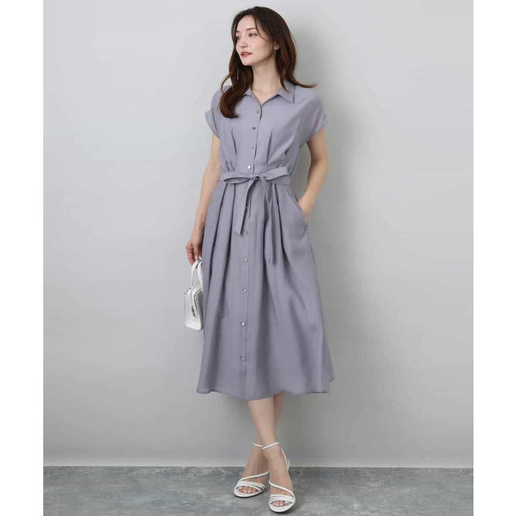 ★美品★Rene フレンチスリーブ 切替ギャザーワンピース ストレッチ 洗える ☆美品☆Rene フレンチスリーブ 切替ギャザーワンピース