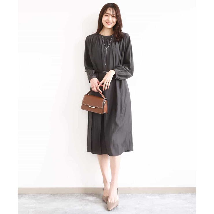 サテンギャザーワンピース/洗える | MK MICHEL KLEIN | 詳細画像5 