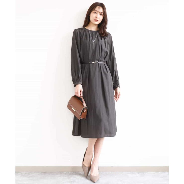 サテンギャザーワンピース/洗える | MK MICHEL KLEIN | 詳細画像8 