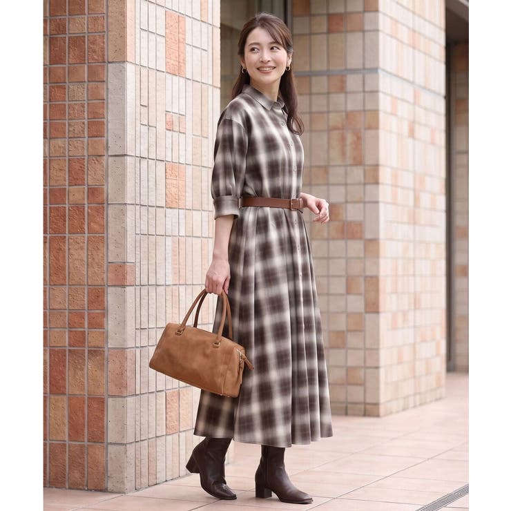 [洗える]オンブレチェック柄シャツワンピース | MK MICHEL KLEIN | 詳細画像29 