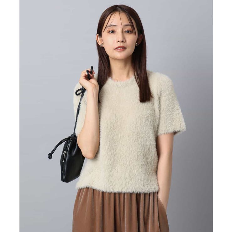 ベージュ | 半袖シャギーニット/洗える | MK MICHEL KLEIN