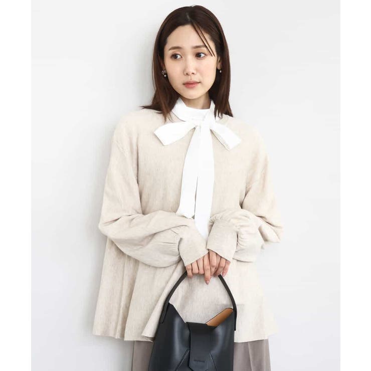 ベージュ | フレアーシルエットチュニックニット/洗える | MK MICHEL KLEIN