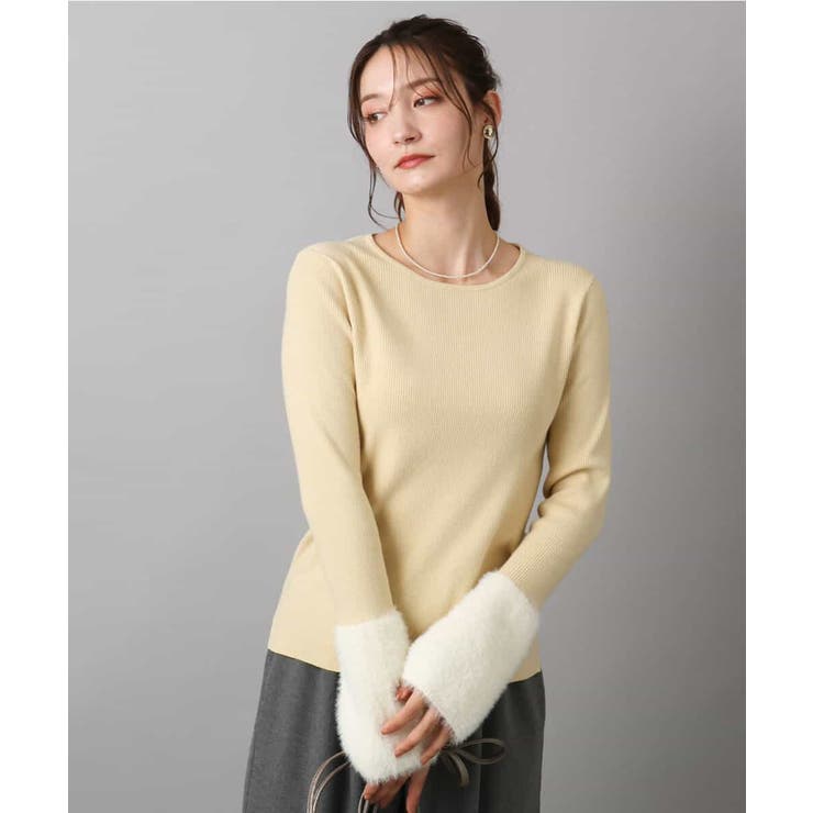 ライトイエロー | フェザー切替えコンパクトリブニット/洗える | MK MICHEL KLEIN