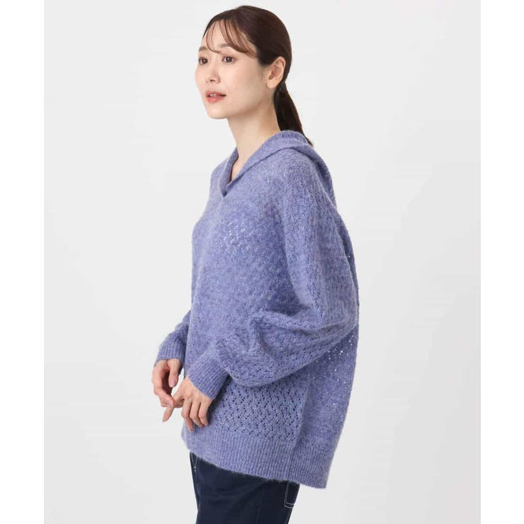 透かし編みニットフーディープルオーバー/洗える | MK MICHEL KLEIN | 詳細画像14 