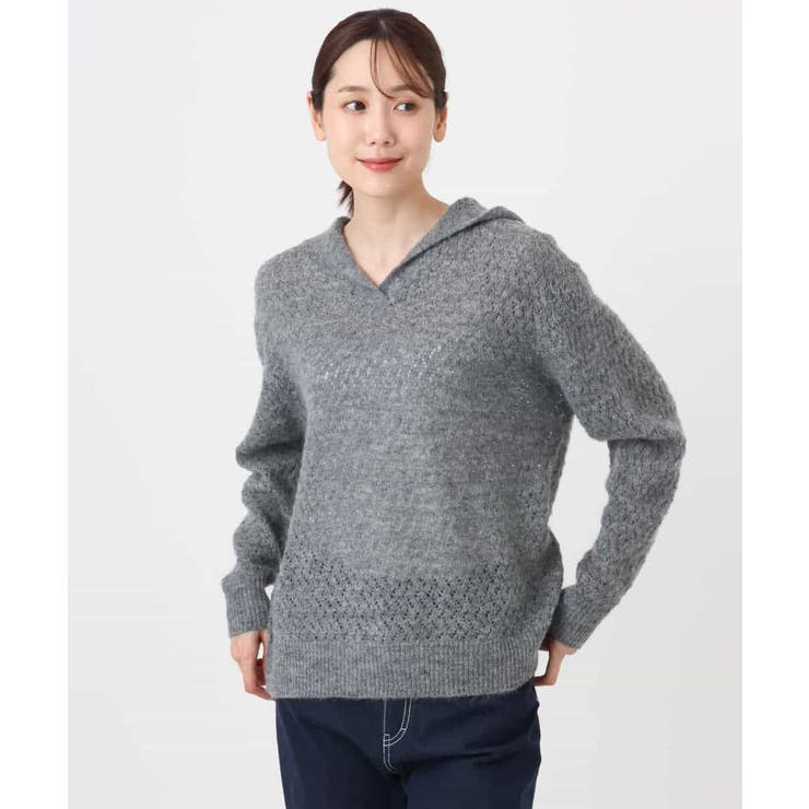 透かし編みニットフーディープルオーバー/洗える | MK MICHEL KLEIN | 詳細画像22 