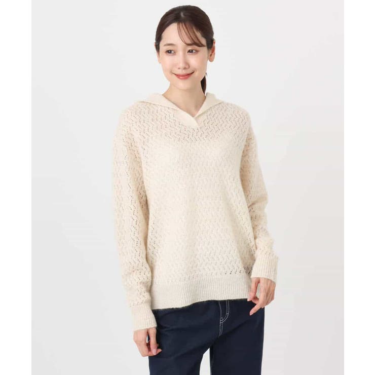 透かし編みニットフーディープルオーバー/洗える | MK MICHEL KLEIN | 詳細画像24 