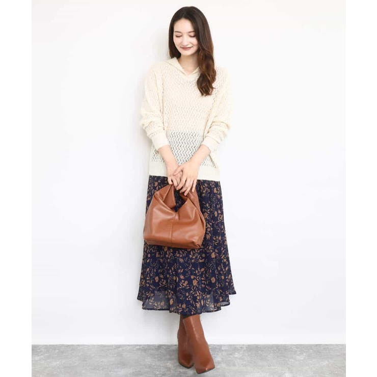 透かし編みニットフーディープルオーバー/洗える | MK MICHEL KLEIN | 詳細画像3 