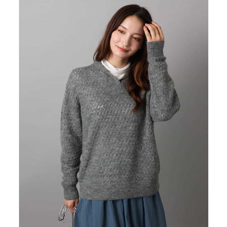 透かし編みニットフーディープルオーバー/洗える | MK MICHEL KLEIN | 詳細画像6 