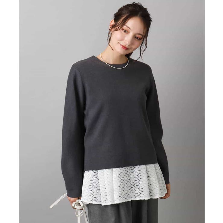 スムース編みバック釦ニット/洗える | MK MICHEL KLEIN | 詳細画像6 