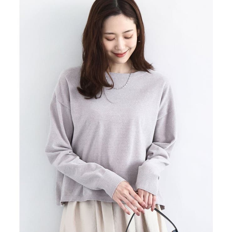 グレージュ | モールヤーンボートネックニット/洗える | MK MICHEL KLEIN