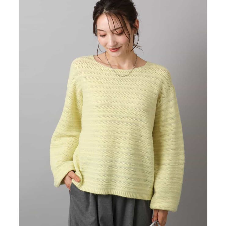 シアーボーダーボリュームパフスリーブニット/洗える | MK MICHEL KLEIN | 詳細画像1 