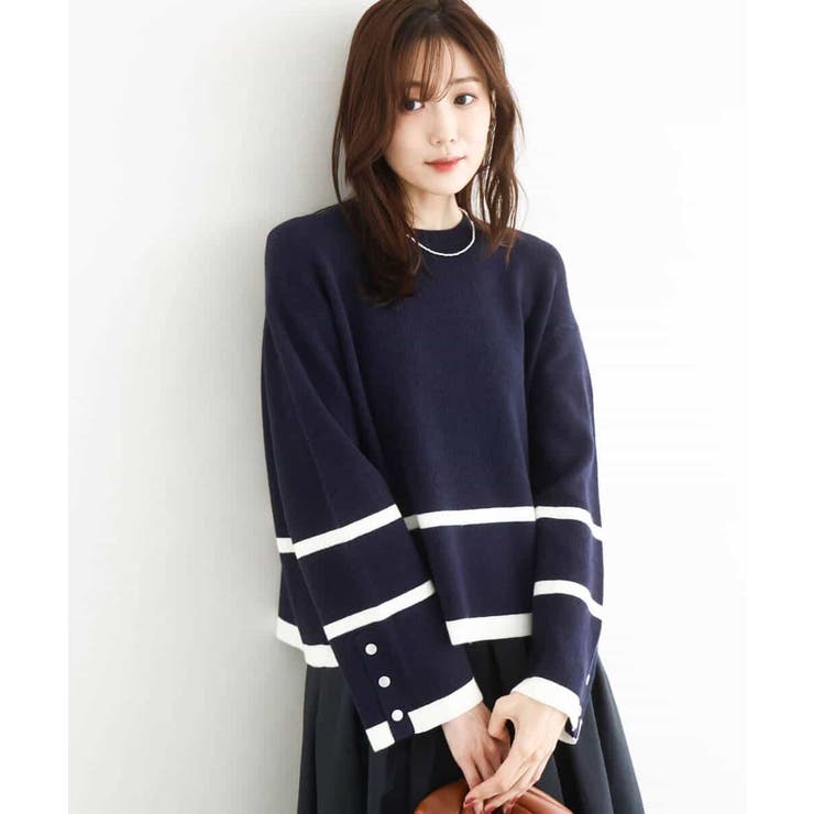 配色ライン片畦編みニット/洗える | MK MICHEL KLEIN | 詳細画像2 