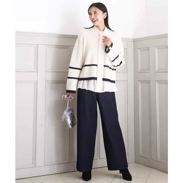 配色ライン片畦編みニット/洗える | MK MICHEL KLEIN | 詳細画像20 