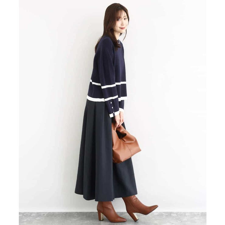 配色ライン片畦編みニット/洗える | MK MICHEL KLEIN | 詳細画像5 