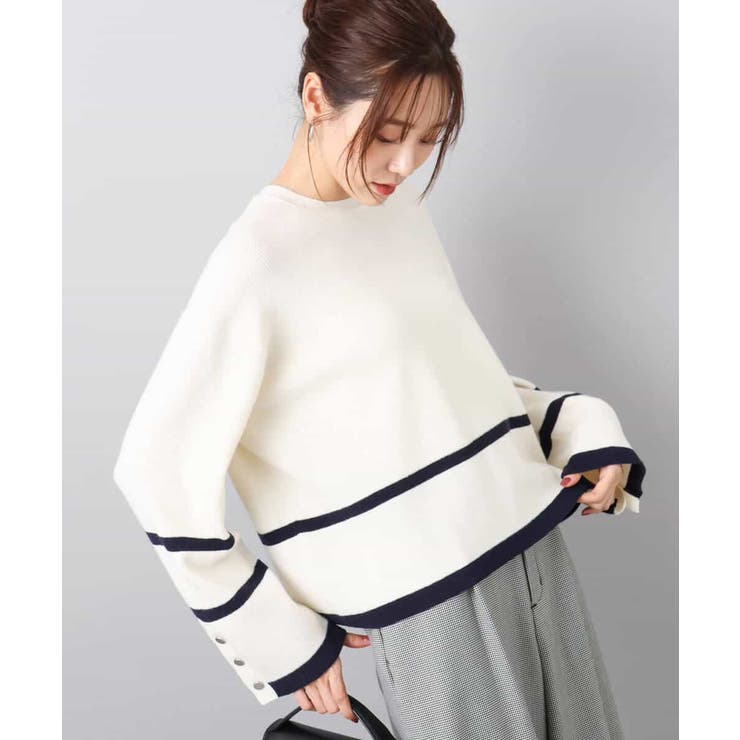 配色ライン片畦編みニット/洗える | MK MICHEL KLEIN | 詳細画像6 