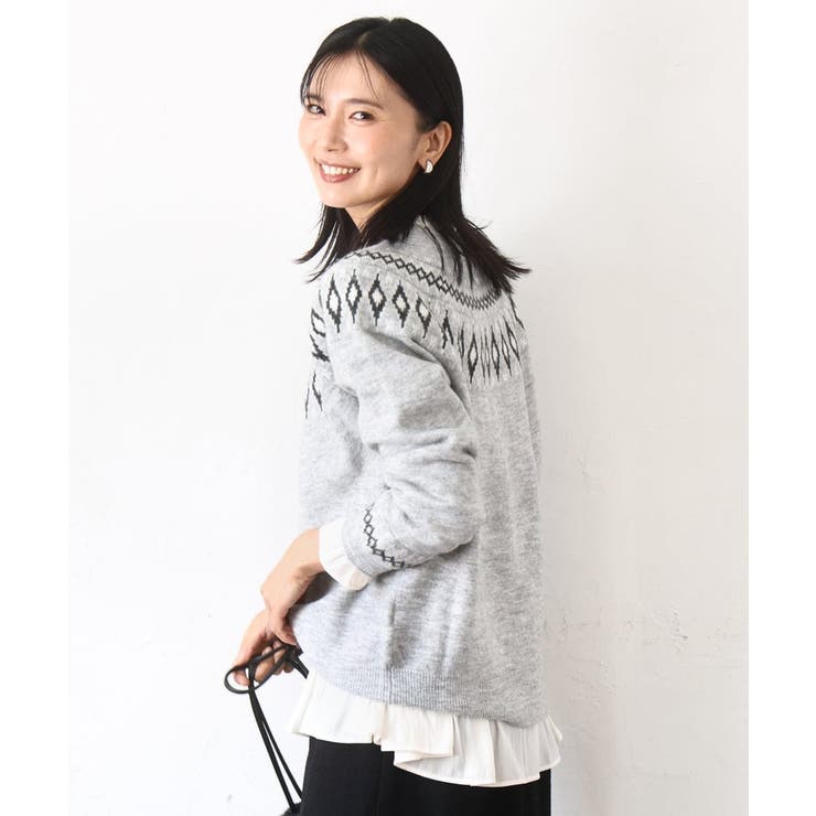 ライトグレー | ノルディック柄ニット/洗える | MK MICHEL KLEIN