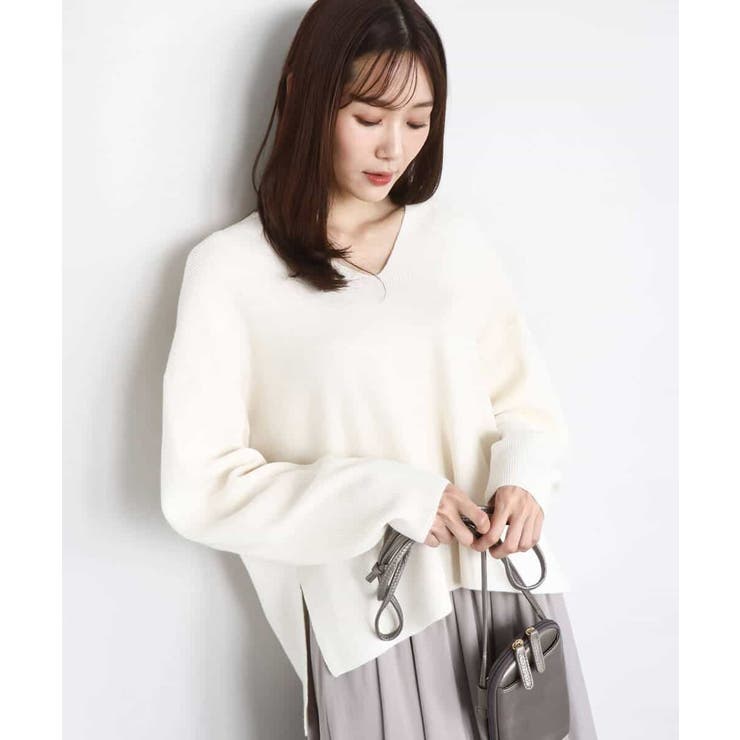 片畦編みVネックニット/洗える | MK MICHEL KLEIN | 詳細画像15 