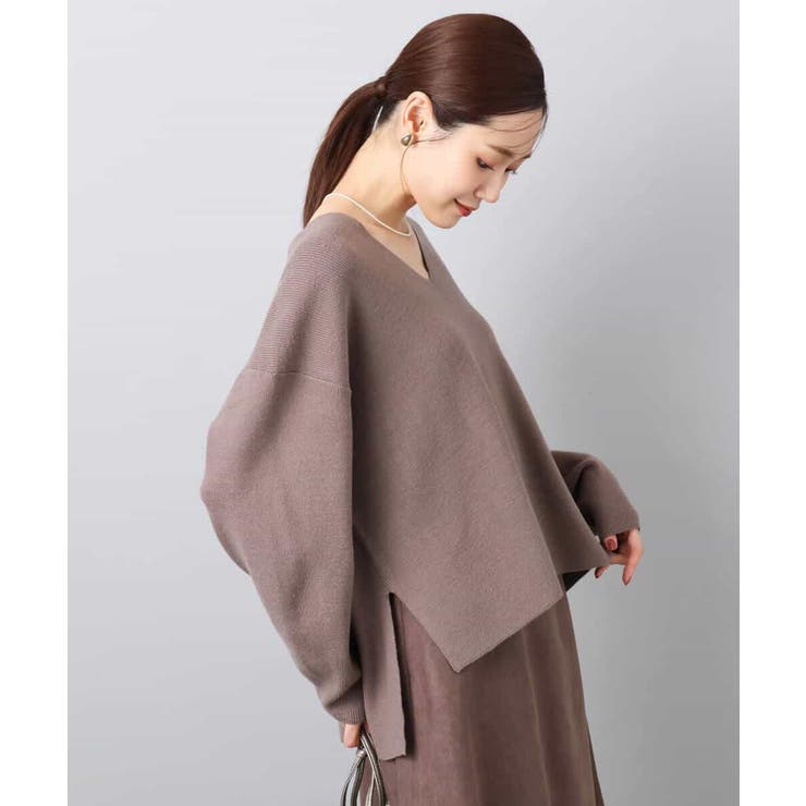 片畦編みVネックニット/洗える | MK MICHEL KLEIN | 詳細画像2 